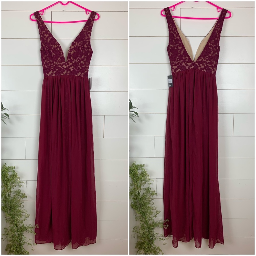 New Lulus Red Lace Maxi Dress Make Way For Wonderful Wedding Engagement Bridal - Picture 3 of 8